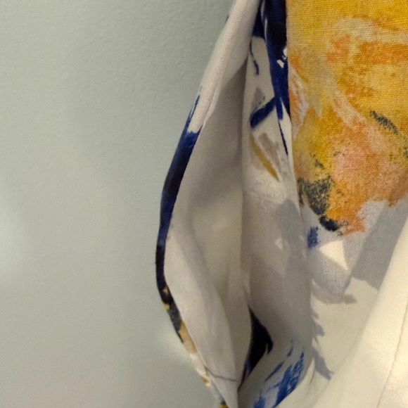 J. Crew Dress Strapless  Floral  White and Blue Cotton Dress with Pockets   4 - Picture 8 of 13